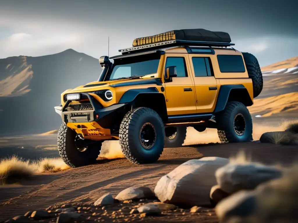 4x4 supervivencia: vehículo conquistando terreno rocoso Beneficios vehículo supervivencia 4x4: 4x4 resistente conquistando terreno rocoso