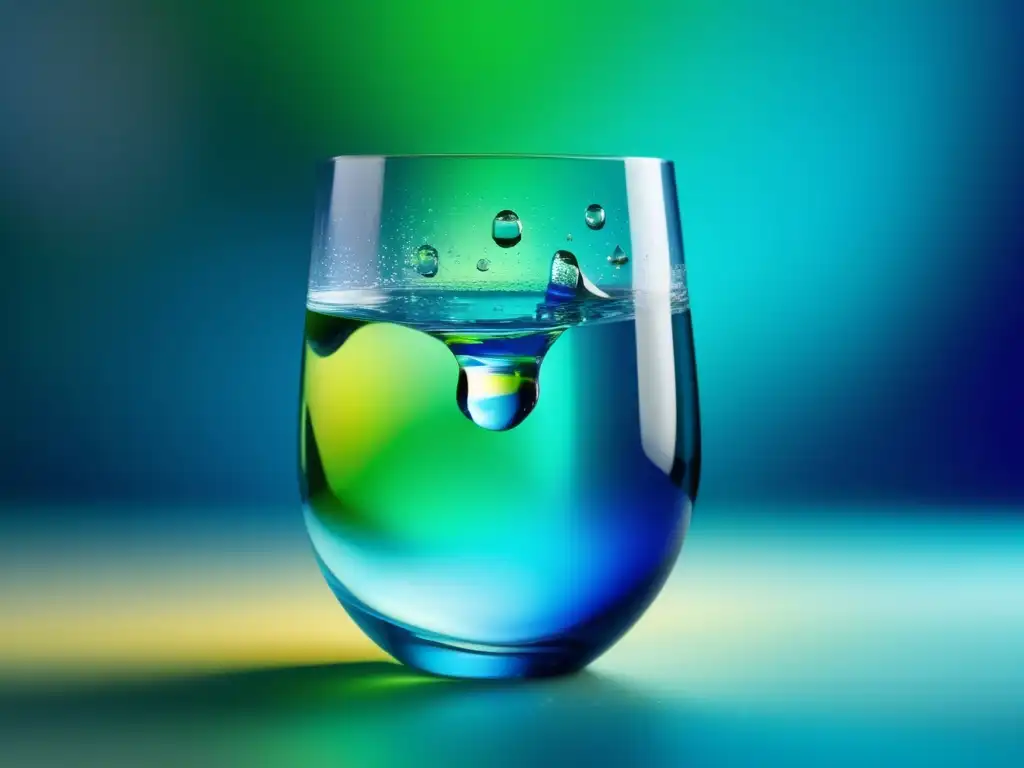 Agua pura y cristalina con gotas de color Importancia y riesgos del yodo en la purificación del agua