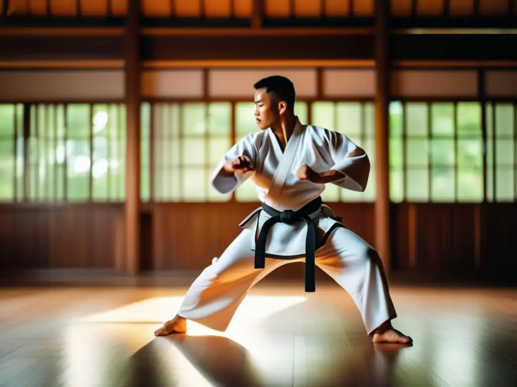 Practicante de Aikido en dojo: Beneficios del Aikido en la Defensa Personal