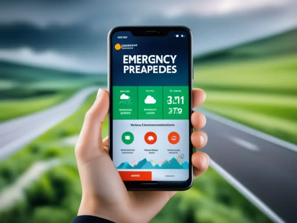 Aplicaciones móviles para preparación de emergencias en pantalla de smartphone