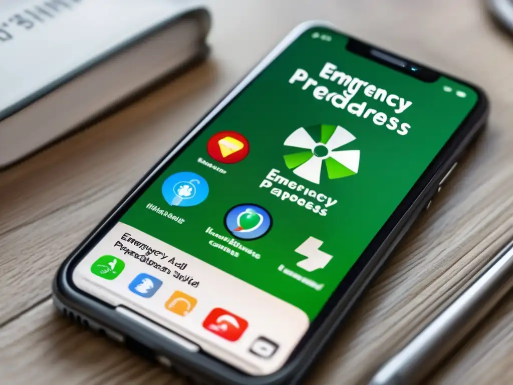Aplicaciones móviles para preparación de emergencias en pantalla de smartphone