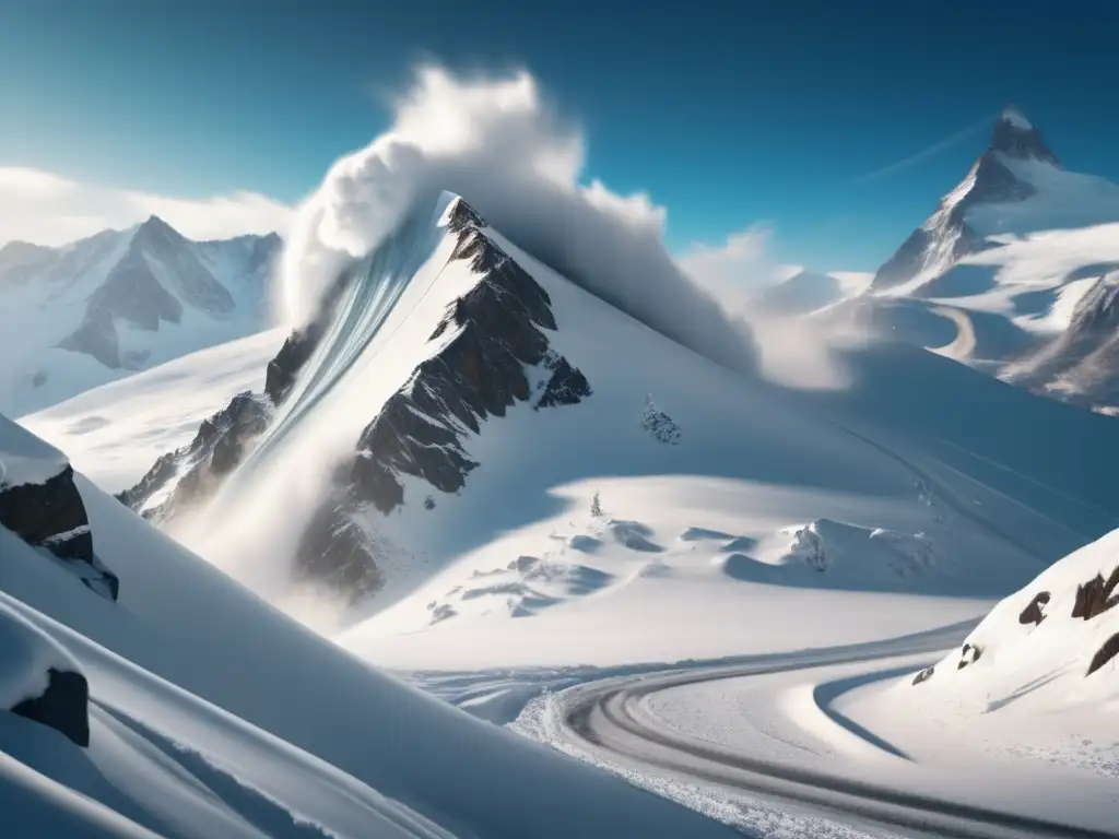 Una avalancha de nieve en una montaña con personas heridas, seguridad y preparación