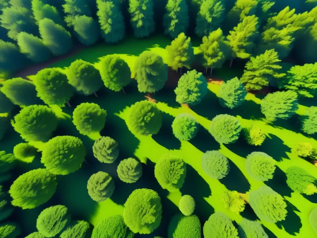 Vista aérea impresionante de un bosque verde exuberante con río cristalino y vida silvestre - Acciones contribuyen desastres ecológicos