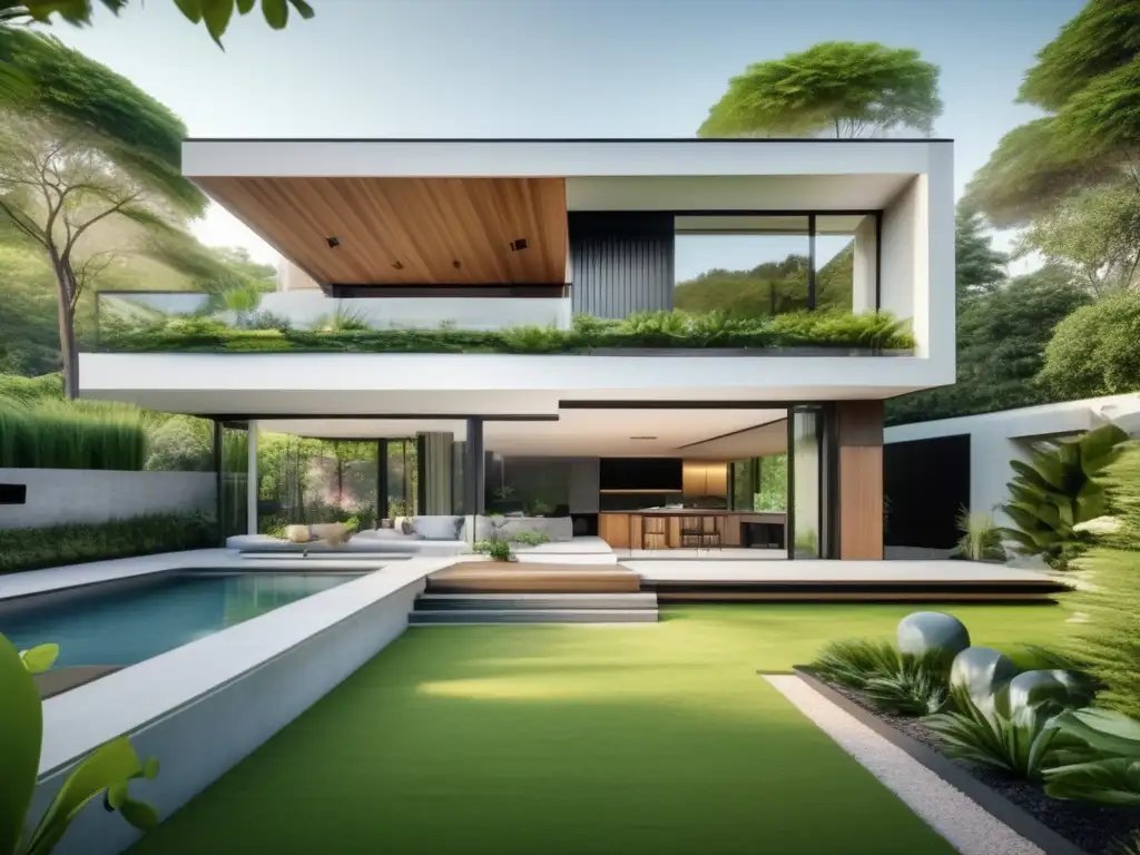 Imagen: Casa contemporánea rodeada de naturaleza, con seguridad y modernidad