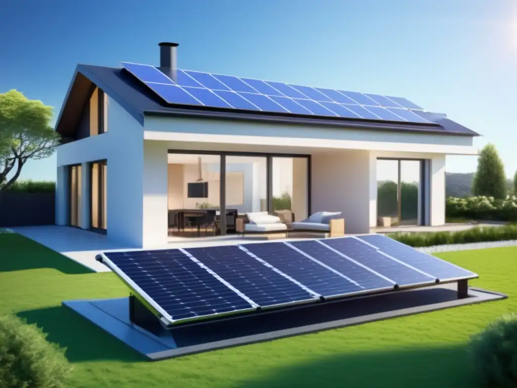 Casa suburbana moderna con paneles solares - Energía solar para preparacionistas