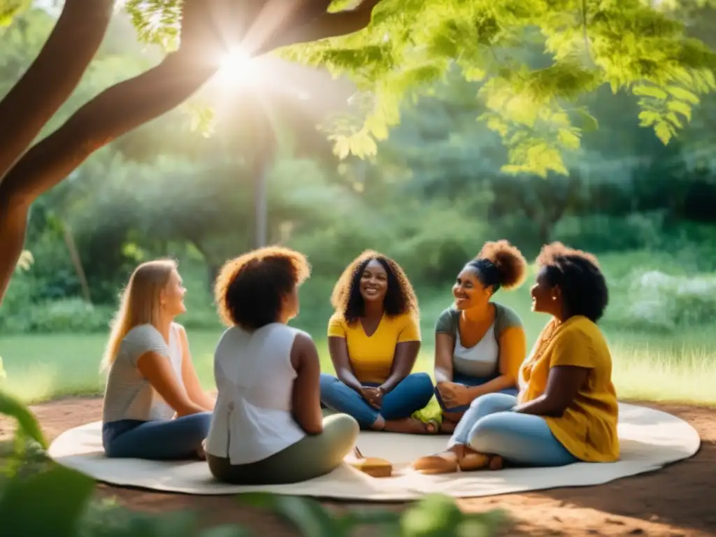 Mujeres en círculo, apoyo emocional y superación en conflictos - Guía supervivencia mujeres conflictos humanos