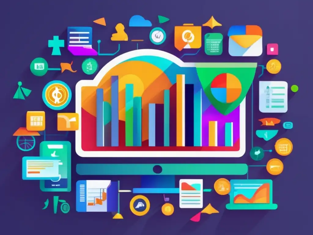 Mitos y realidades resiliencia financiera: imagen de ingresos diversos, moderna y atractiva, con iconos detallados y colores vibrantes