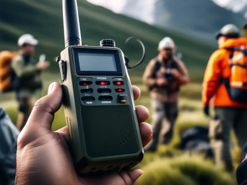 Grupo diverso en un entorno salvaje, comunicación sin tecnología en emergencias