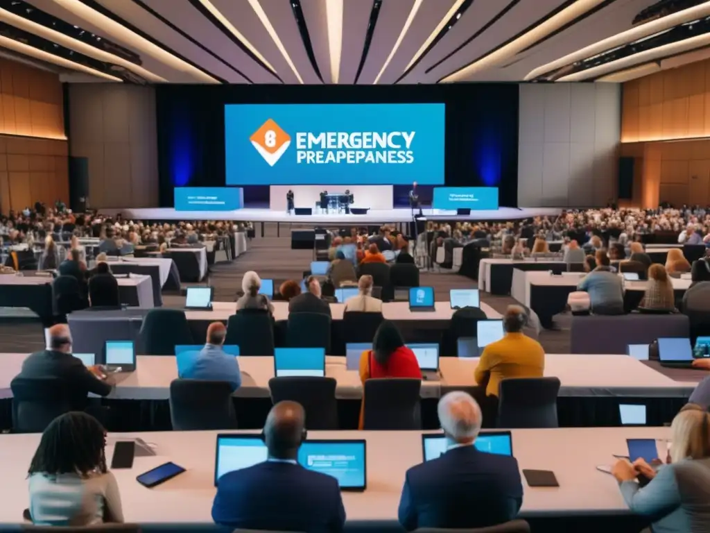 Grupo diverso en conferencia de preparación para emergencias