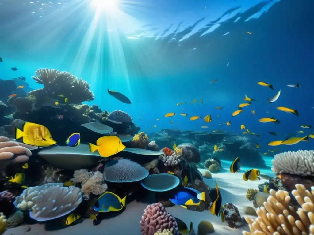 Espectacular imagen de arrecife de coral 8k, repleto de peces coloridos y vida marina, muestra la belleza y complejidad de este ecosistema delicado