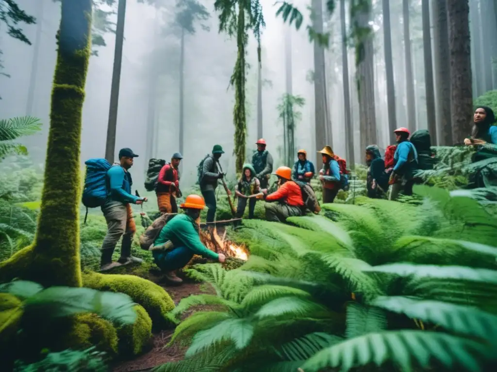 Cursos de supervivencia en la naturaleza con participantes aprendiendo habilidades para desastres naturales