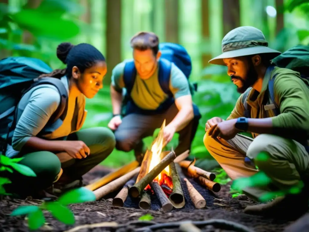 Cursos de supervivencia efectivos en bosque con grupo diverso en acción