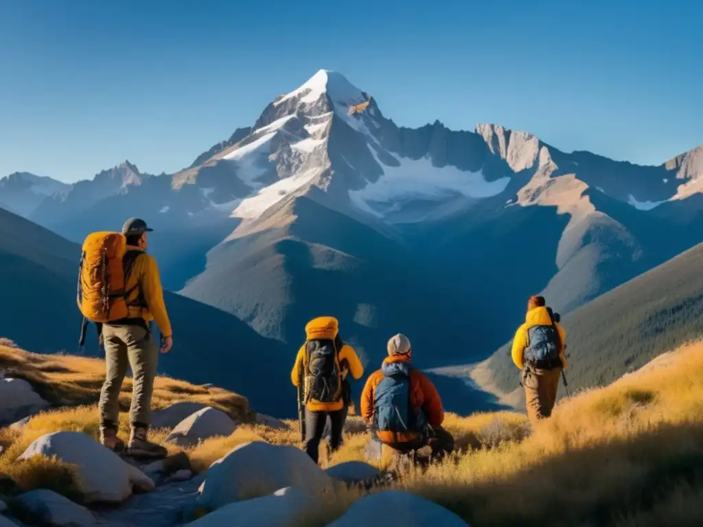 Cursos de supervivencia efectivos: Instructor experto y estudiantes dedicados en majestuoso paisaje montañoso