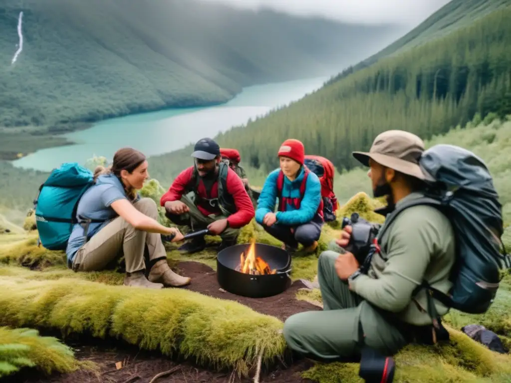 Curso supervivencia: grupo aprendiendo técnicas en la naturaleza