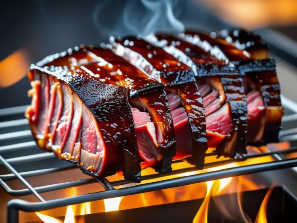 Deliciosos costillas de cerdo ahumadas en un moderno y elegante ahumador - Guía de ahumado de alimentos para principiantes