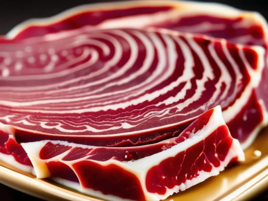 Técnicas de conservación de carne casera: Detalle impresionante de un trozo de carne cruda con vetas de grasa blanca y color rojo intenso