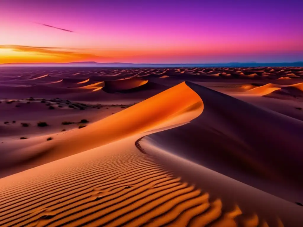 Paisaje desierto al atardecer con aventurero y manual de supervivencia