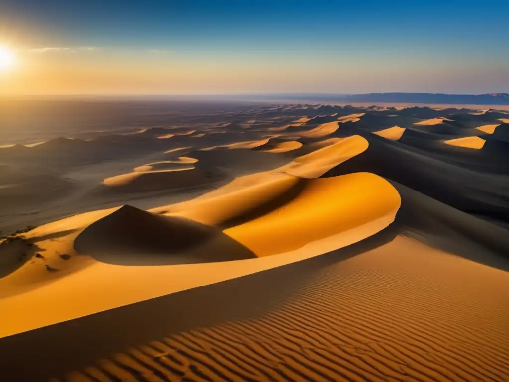 Hermosa vista aérea del desierto, con figura solitaria sosteniendo 