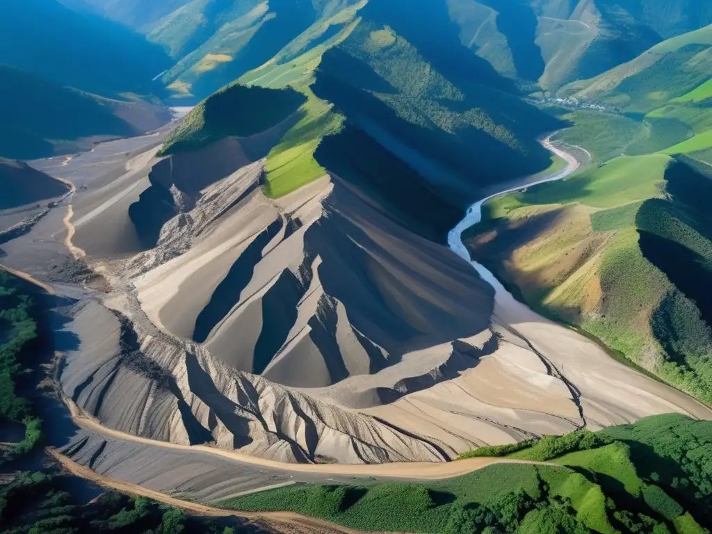 Paisaje caótico tras deslizamiento de tierra