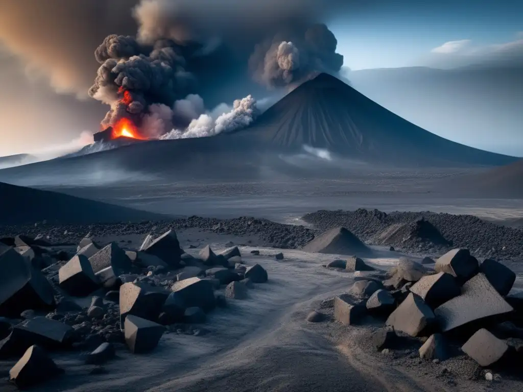 Paisaje devastado y resiliente tras erupción volcánica