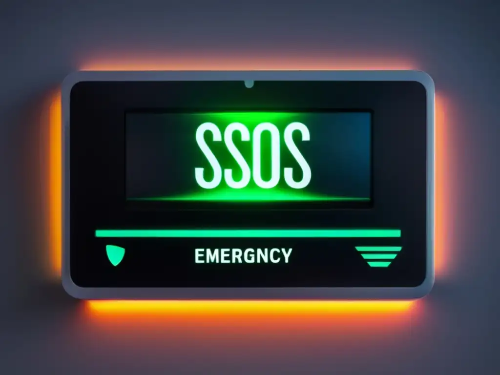 Importancia señales SOS en emergencias: dispositivo moderno de señalización de emergencia con pantalla táctil y señal SOS visual