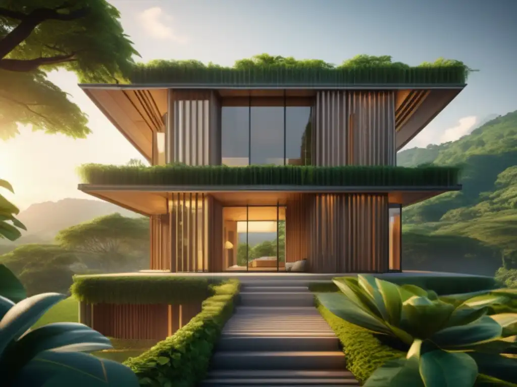 Edificio moderno integrado con la naturaleza, construcción ancestral para edificaciones resilientes