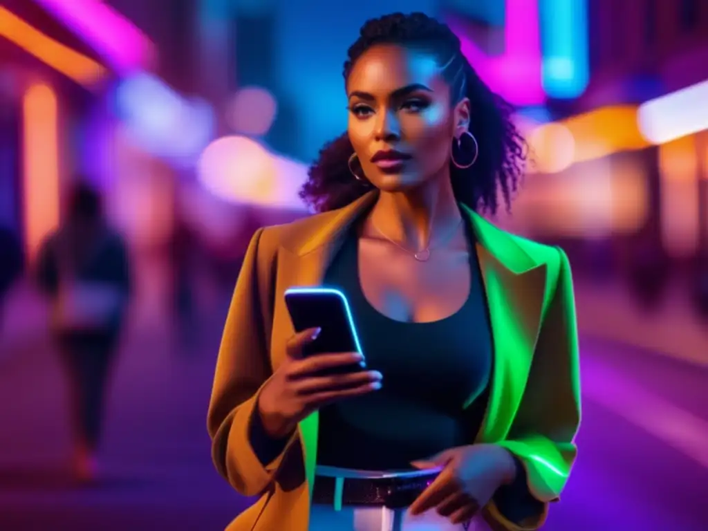 Mujer segura caminando en la ciudad de noche con app de seguridad para mujeres - Estrategias de seguridad para mujeres