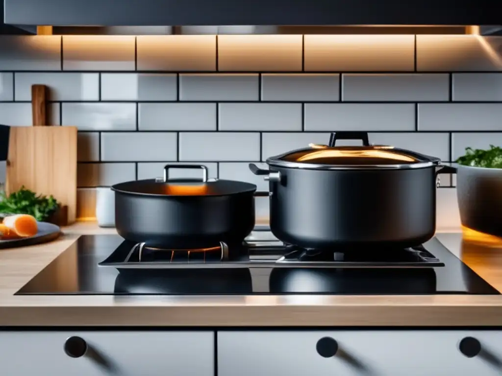 Cocina moderna con ahumadores caseros y utensilios para ahumar carnes y pescados