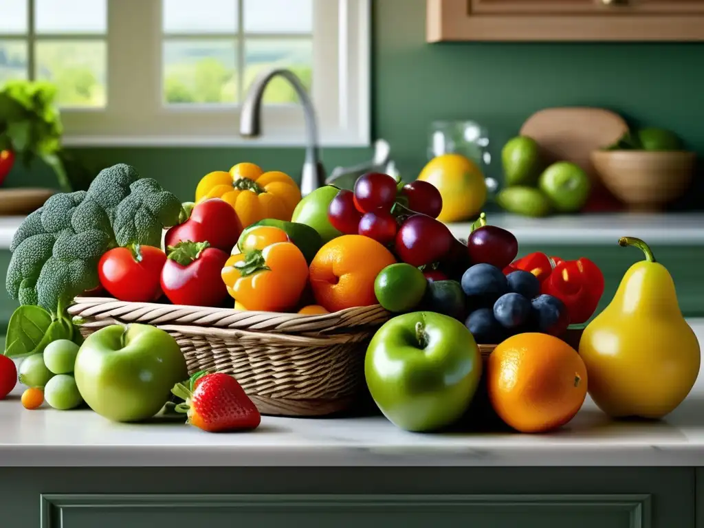 Cocina impecable con frutas y verduras frescas: Preservación de frutas y verduras para supervivencia