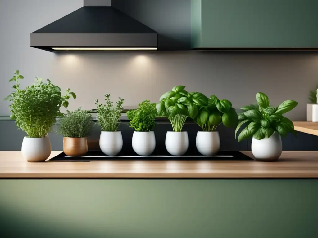 Hierbas medicinales para cultivar en la cocina con diseño moderno y etiquetas minimalistas