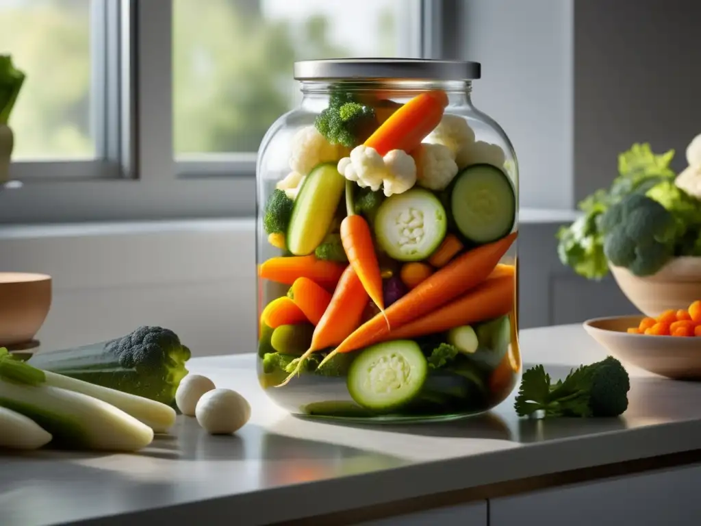 Encurtidos caseros en tarro de vidrio - Vinagre casero para conservación alimentos