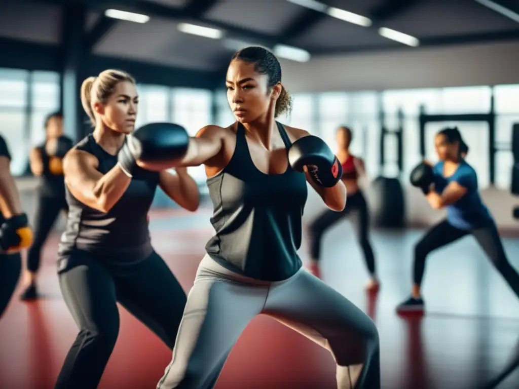 Entrenamiento de defensa personal en situaciones extremas en un gimnasio moderno