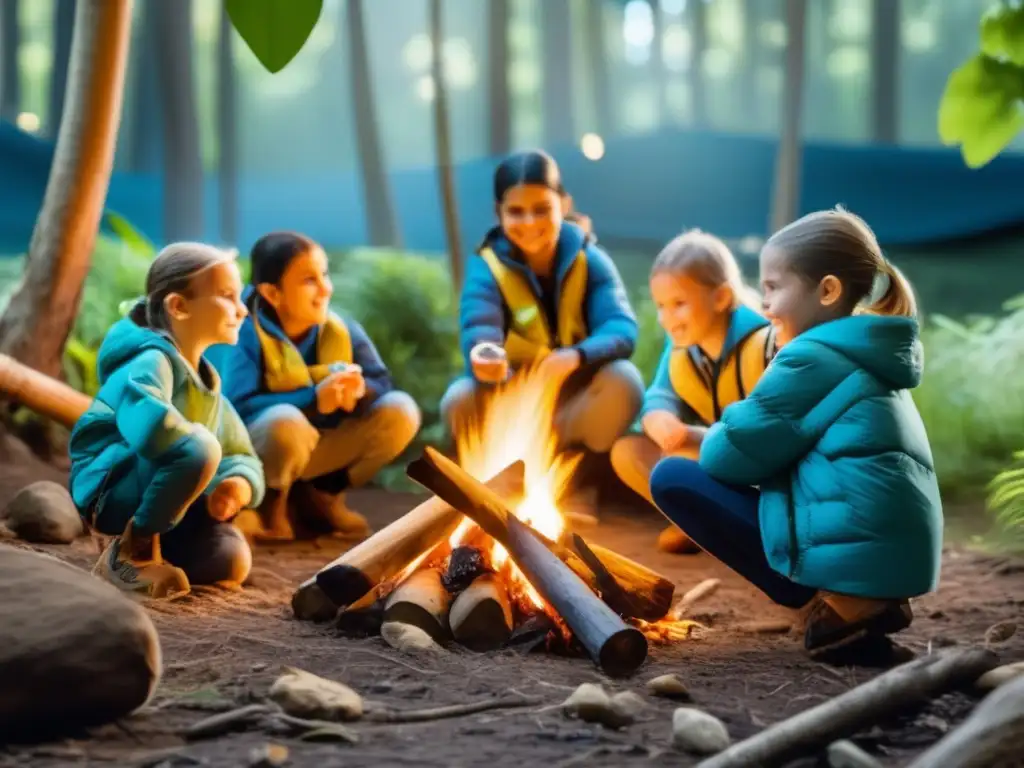 Técnicas de supervivencia para niños en un entorno seguro y divertido, aprendiendo y practicando paso a paso