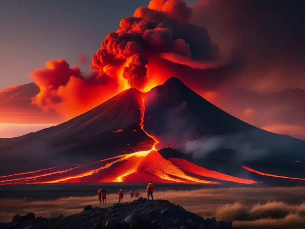 Preparación para erupción volcánica: Guía preppers - Vista impresionante de una erupción volcánica en una apacible montaña