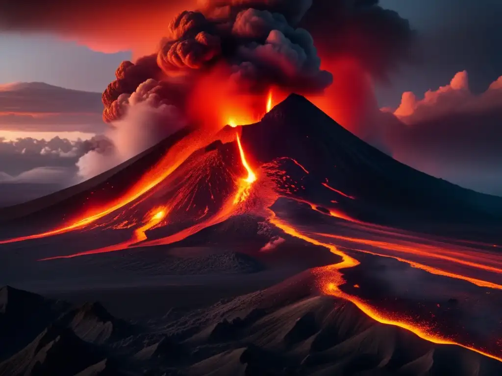 Erupción volcánica intensa y detallada Imagen de erupción volcánica: Preparación ante erupciones volcánicas