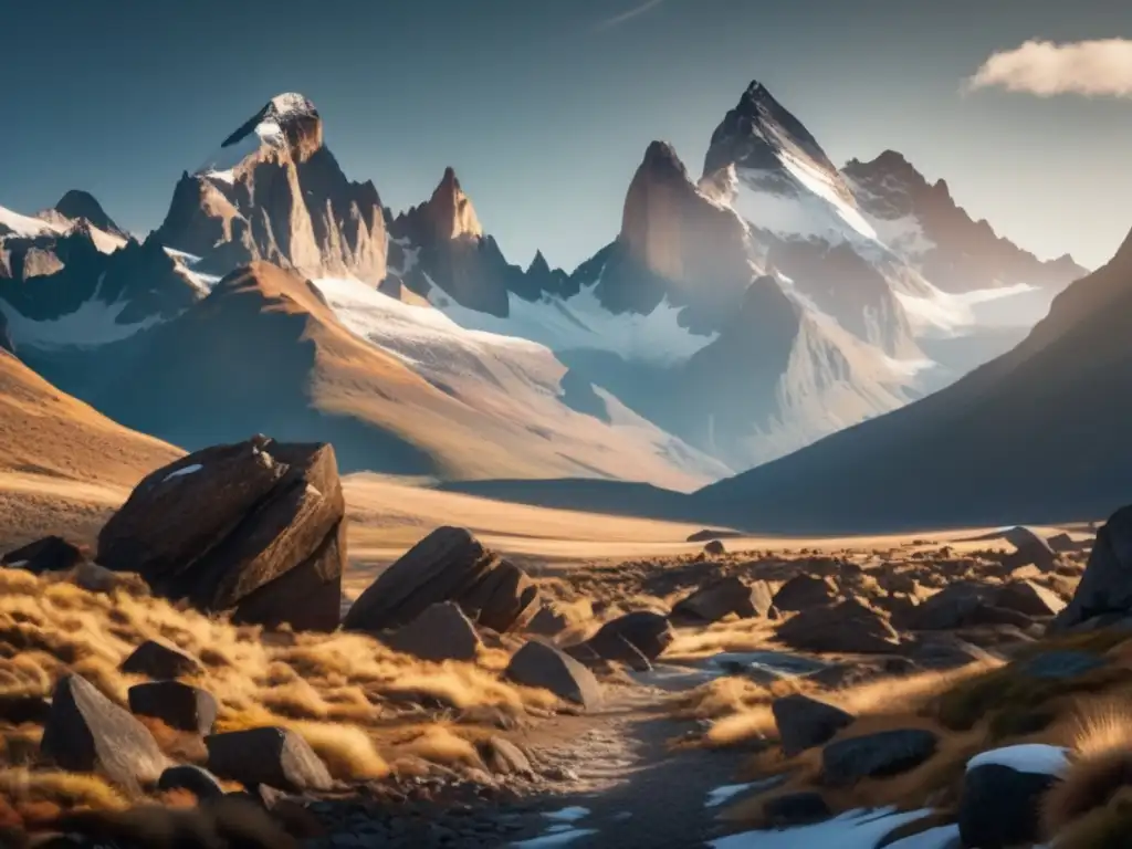 Terreno montañoso impresionante enfoca en vehículo de supervivencia