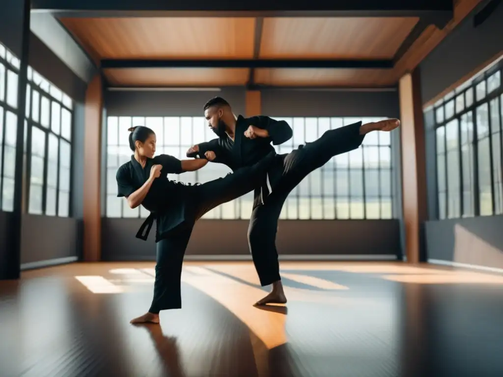 Estudio de artes marciales con diseño moderno y amplio