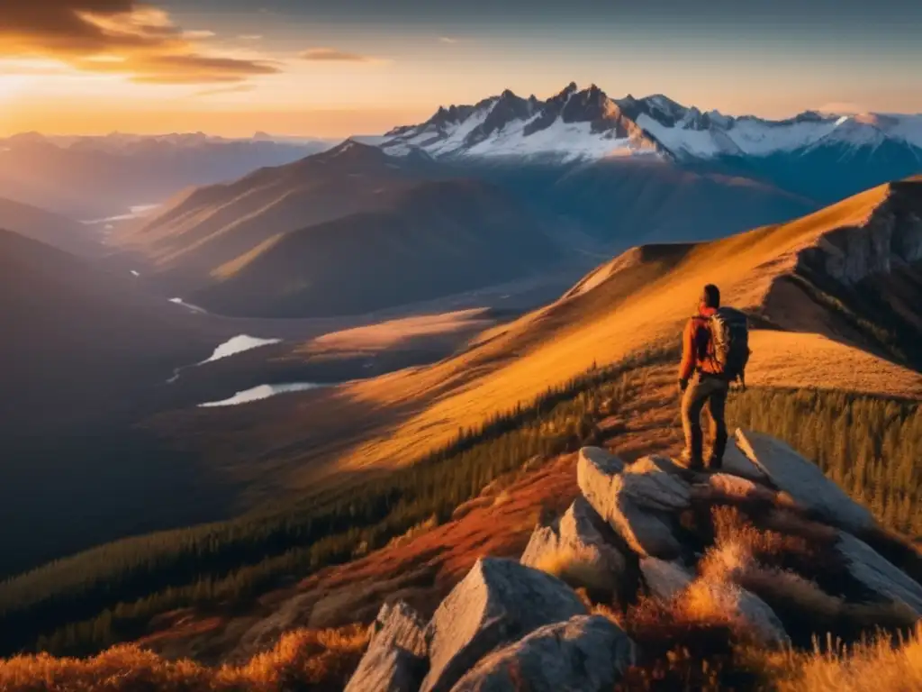 Persona en acantilado con paisaje salvaje