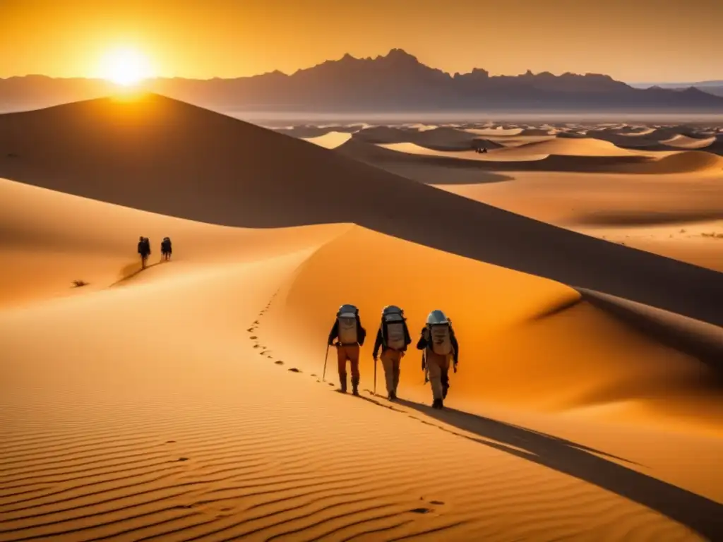 Exploradores con los mejores kits de supervivencia en el desierto