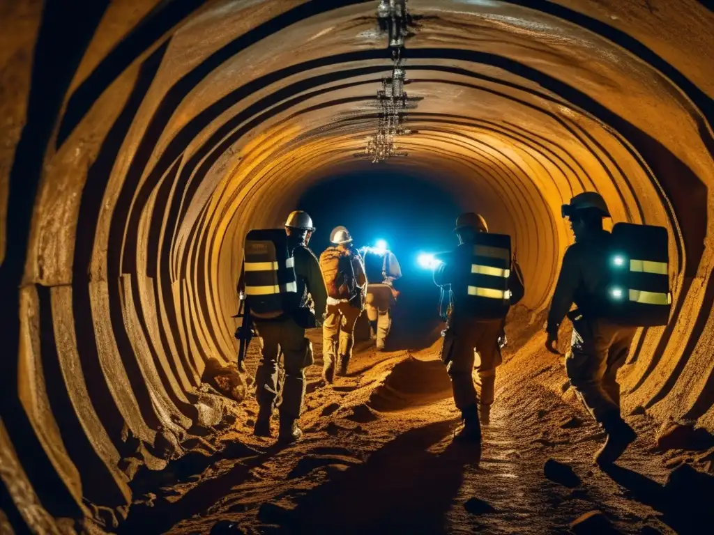 Grupo de preppers navegando en túneles subterráneos: Guía de navegación subterránea para preppers