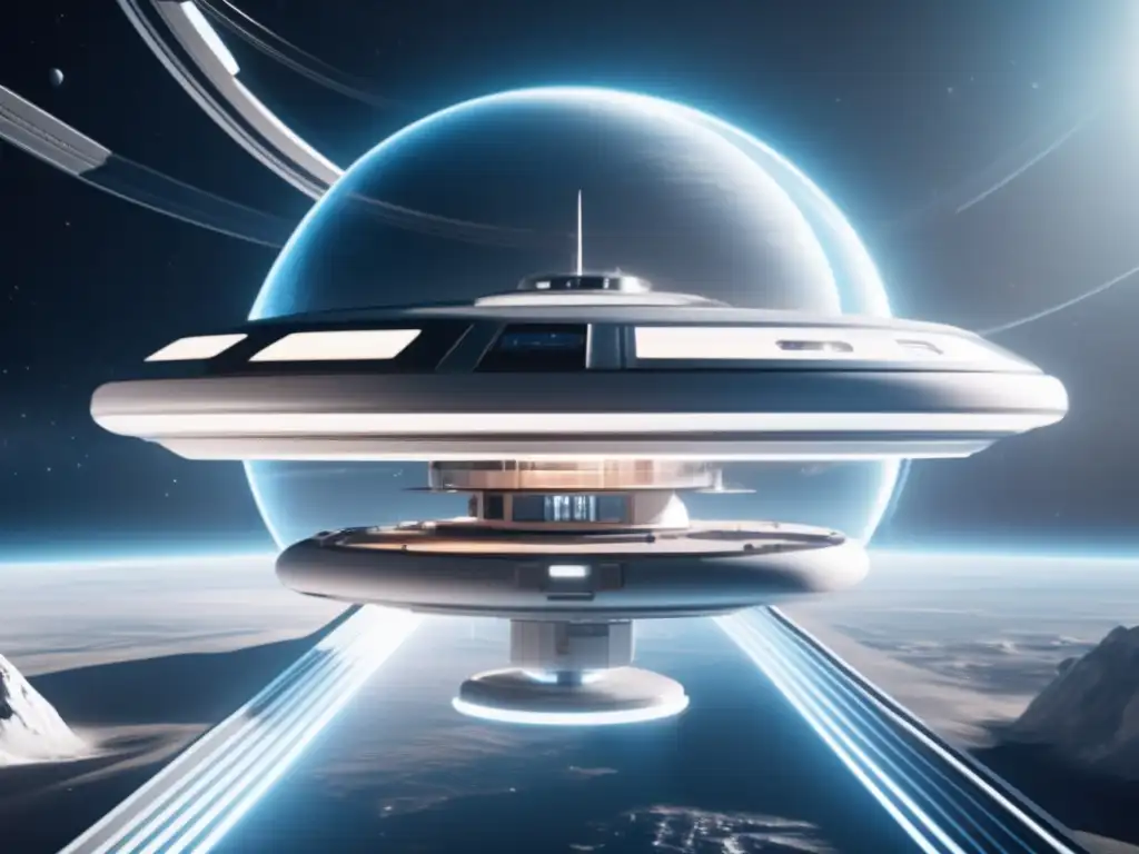 Futurista estación espacial flotando en el espacio Estación espacial futurista en el espacio: Preparacionismo en el espacio - Guía de supervivencia futurista