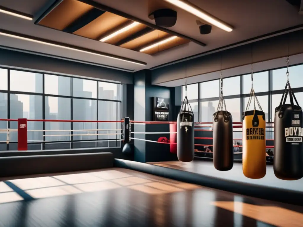 Gimnasio de boxeo profesional con diseño moderno