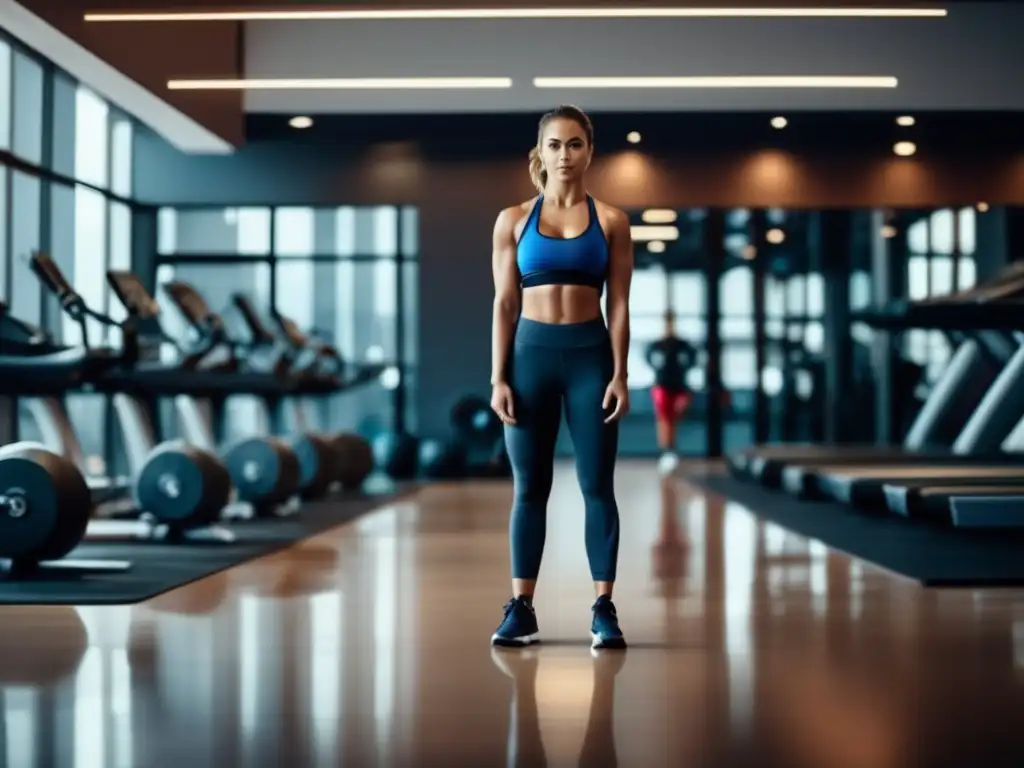 Imagen de persona en gimnasio moderno con equipo de entrenamiento mental y físico