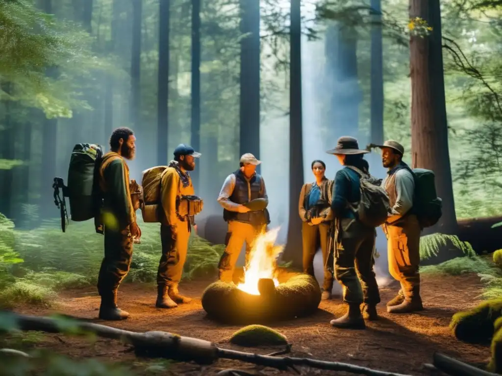 Importancia de la disciplina en la supervivencia grupal en un bosque con individuos en equipo