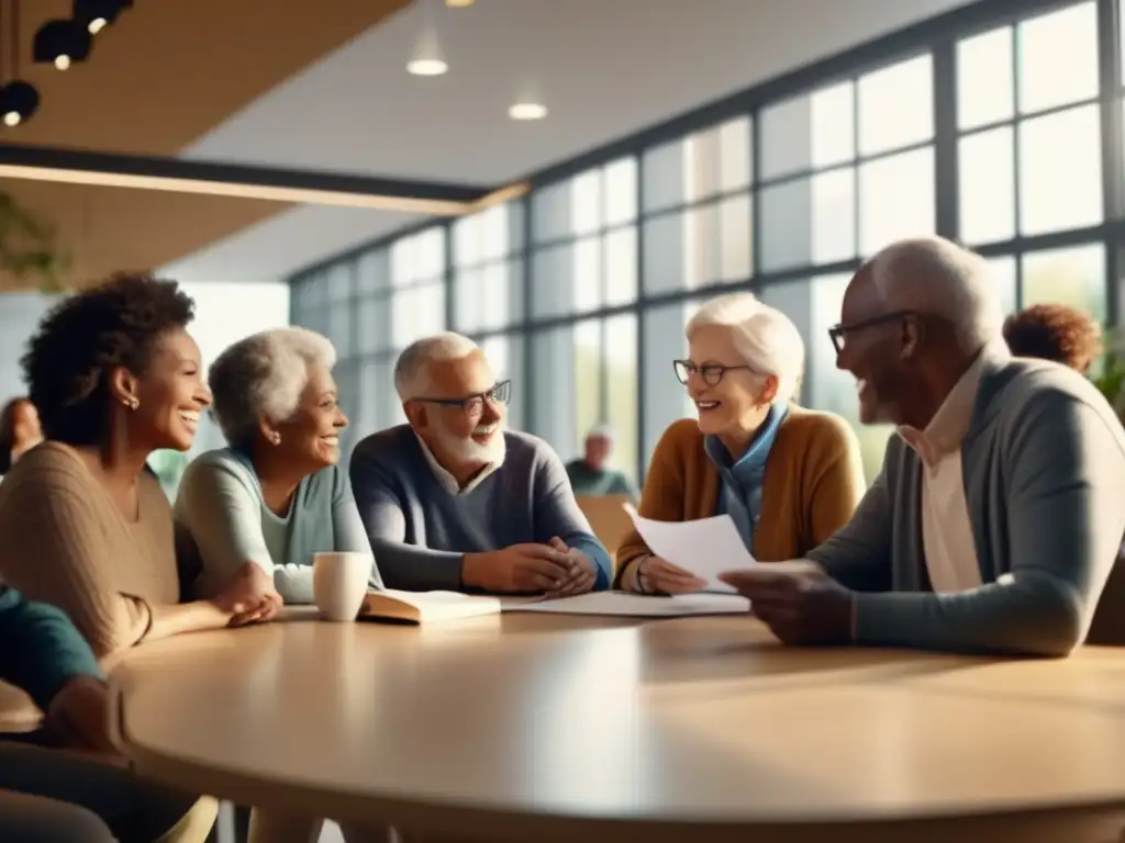 Grupo multigeneracional en centro comunitario: integración de ancianos en preparacionismo