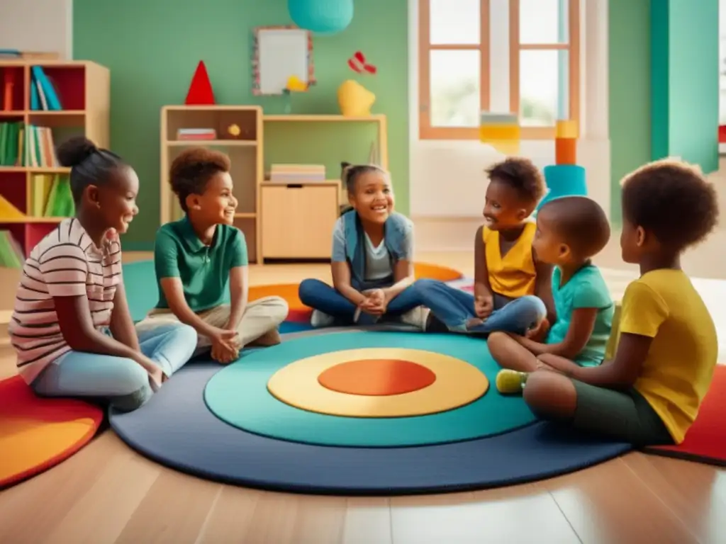 Niños preparados para emergencias en un aula colorida y educativa