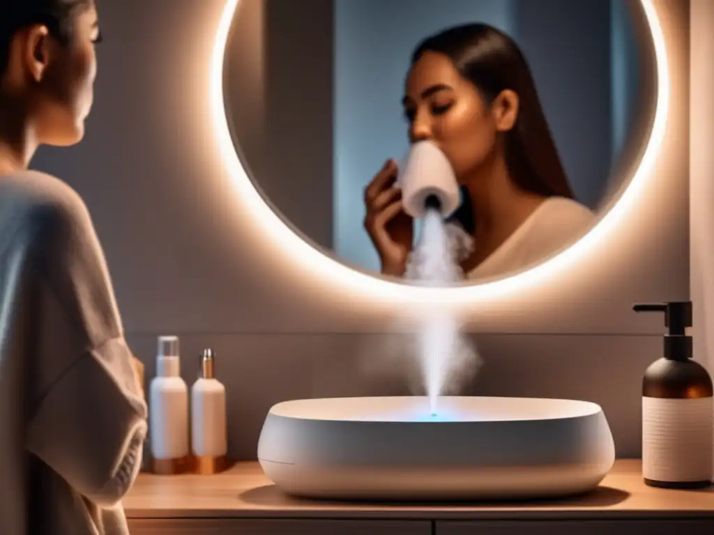 Tratamiento adecuado para hemorragias nasales en baño moderno con humidificador