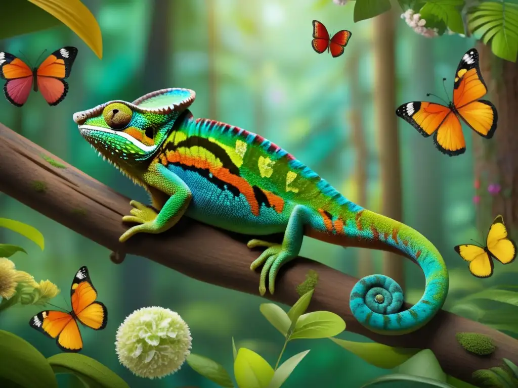 Bosque camuflado con animales y naturaleza Técnicas camuflaje supervivencia naturaleza: Bosque vibrante con animales camuflados perfectamente