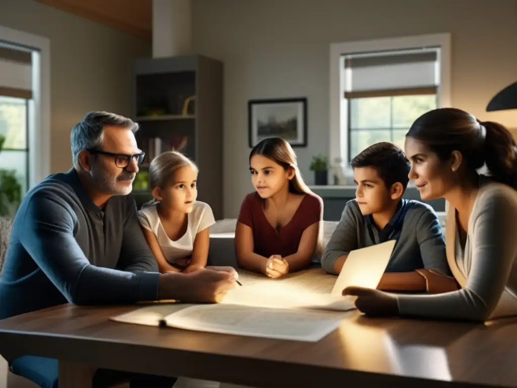 Familia discutiendo con Plan de emergencia familiar en tiempos de guerra