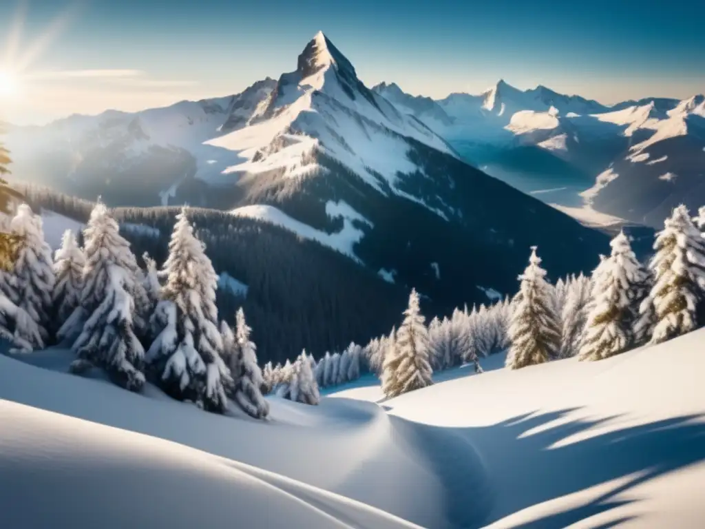 Preparación para avalanchas: Guía paso a paso en un paisaje invernal impresionante con una montaña nevada y esquiadores